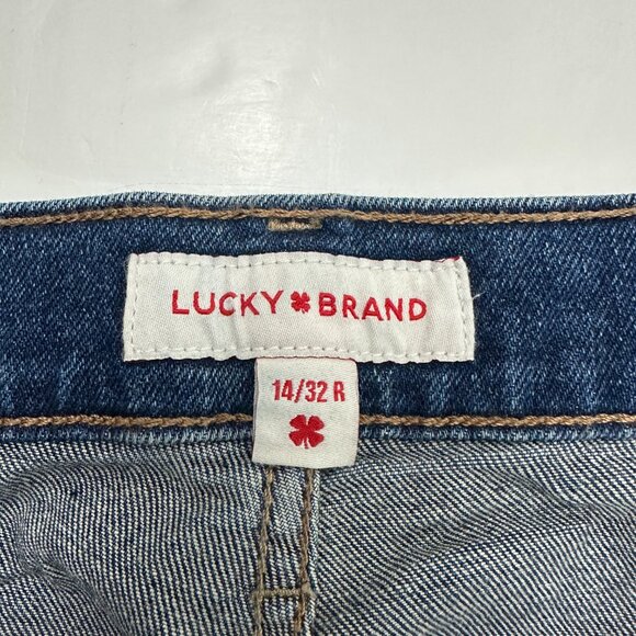 Lucky Brand Easy Rider Boot Raw Hem Women's size 14 Dark Wash Blue Denim Jeans - Picture 3 of 6